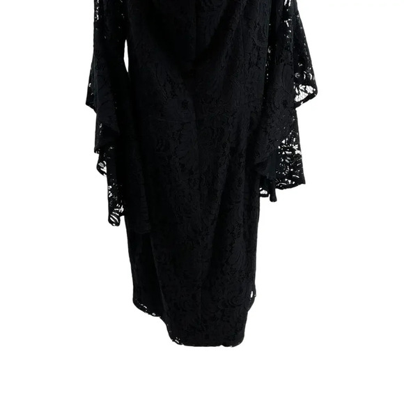 City Chic Mystic Lace Dress Black Bell Sleeve Sheath‎ Plus Size 18 - Picture 9 of 13